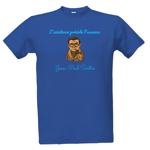 Tričko s potiskem Jean-Paul Sartre modrá